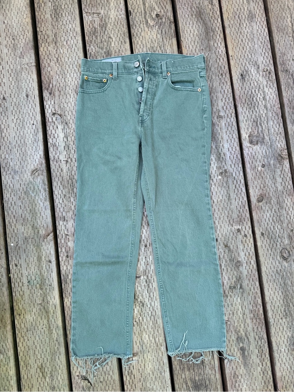 GAP Cheeky Straight High Rise Jeans in Faded Olive